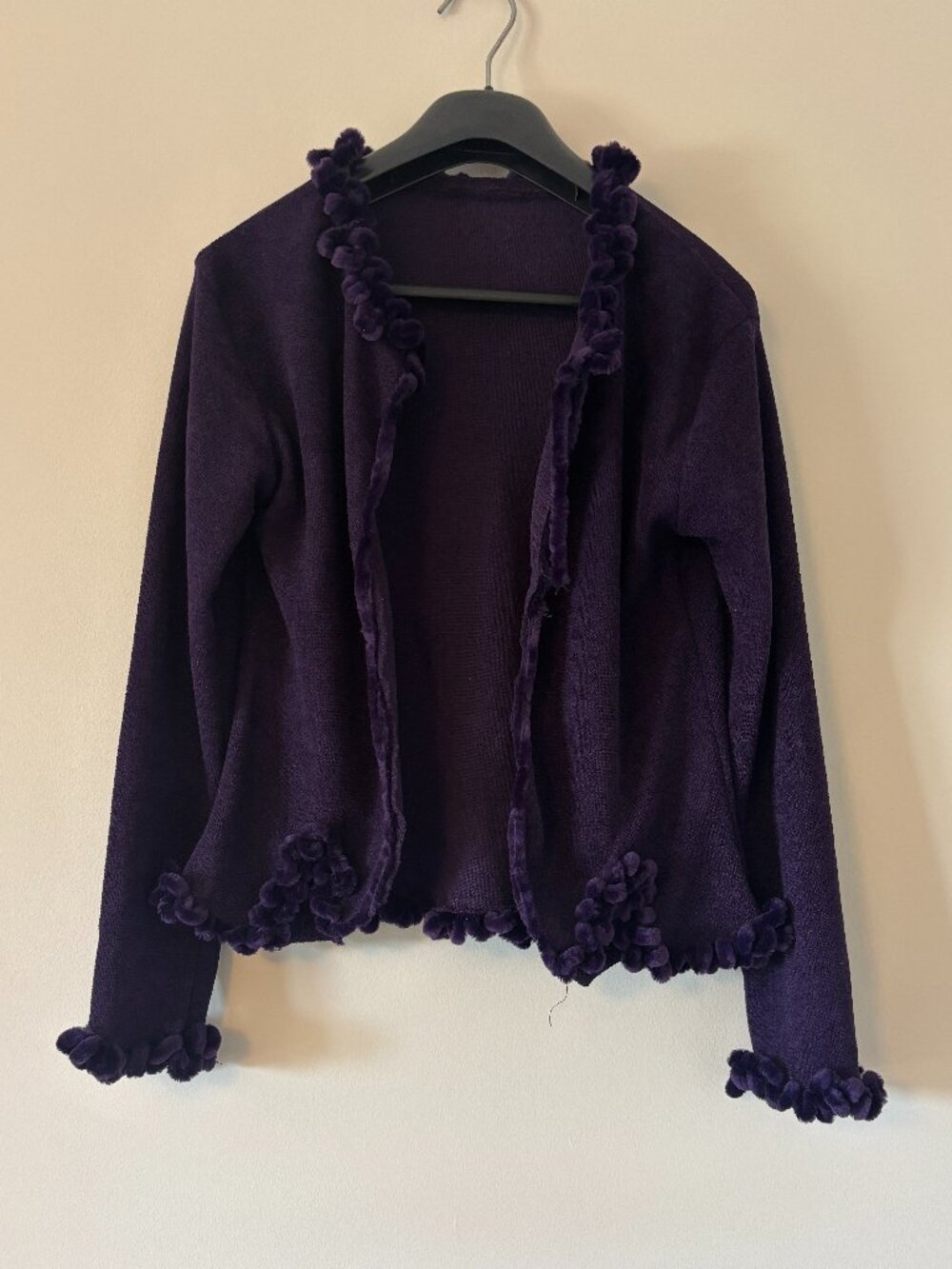 Plum Vintage Velvet Cardigan Throw Open Sweater Top